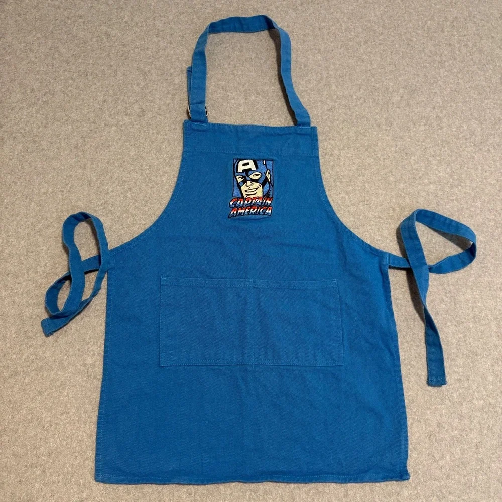 Williams-Sonoma Marvel Captain America Kids Blue Cotton Cooking Baking Apron